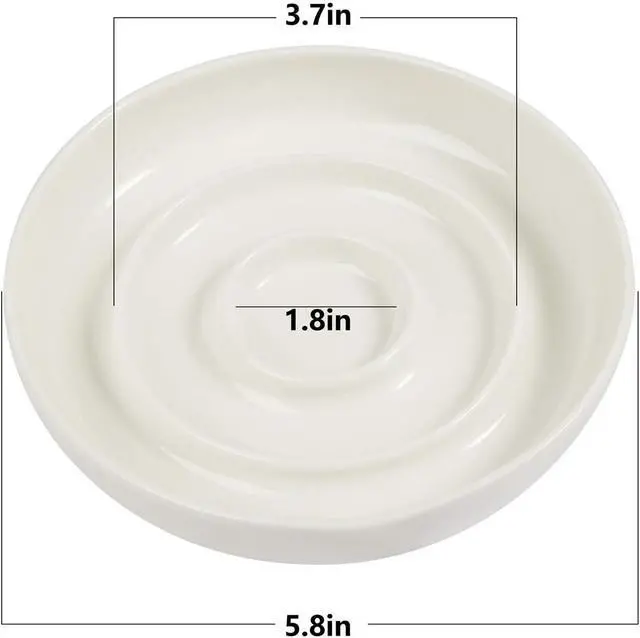 Alt view image 3 of 7 - SLSON Cat Slow Feeder Bowl,Ceramic Slow Feed Cat Bowls Heavy and Shallow Wisker Stress-Free Pets Dish for Kittens Small Pets Wet Food,White