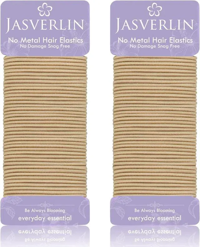 Main image of JASVERLIN Light Blonde 2mm Hair Ties, Thin Ponytail Holders, 80 Pcs | Stretchy Hair Elastics for Fine to Medium Hair, Gentle Bands for Braids, Everyday Styling and Secure Hold