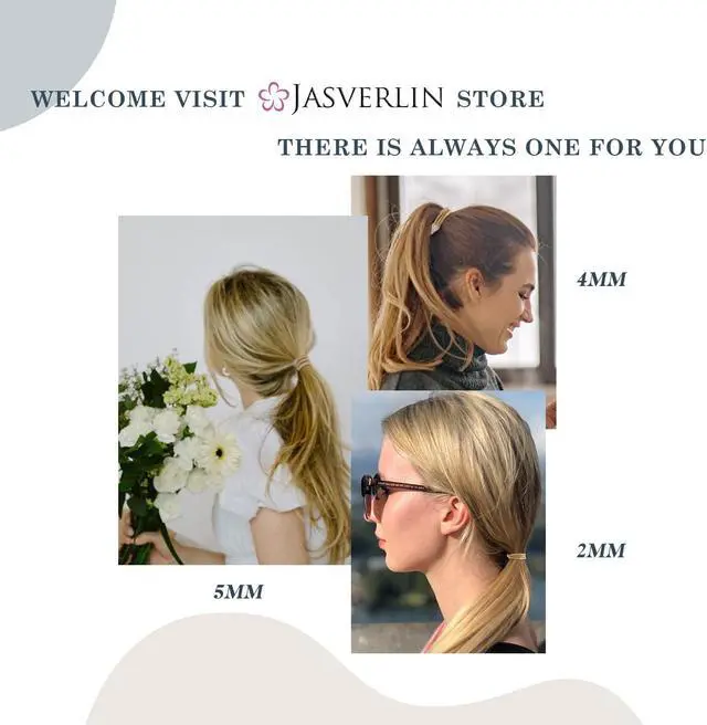 Alt view image 7 of 7 - JASVERLIN Light Blonde 2mm Hair Ties, Thin Ponytail Holders, 80 Pcs | Stretchy Hair Elastics for Fine to Medium Hair, Gentle Bands for Braids, Everyday Styling and Secure Hold
