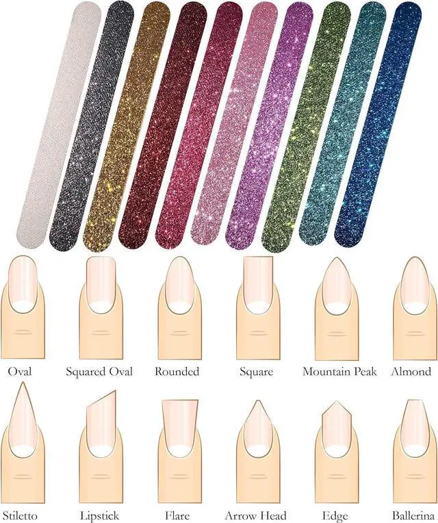 Alt view image 4 of 7 - P2P Nails Glitter Colorful Nail File Strips - Manicure and Pedicure Nail Buffers - Double Sided Filers for Shaping and Smoothing Toenails and Fingernails (Regular, 20)