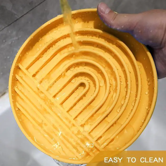 Alt view image 5 of 6 - RICHIE Slow Feeder Dog Bowls with Suction Cups, Silicone Puzzle Bowl for Slow Eating, Pets Slow Feeder Non-Slip Design Dishwasher Microwave Safe for Small Medium Dogs, Yellow