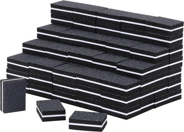 Main image of 100 Pcs Mini Buffers for Nails 180/100 Grit Buffer for Acrylic Nails for Nail Care(Black)