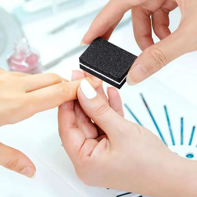 Alt view image 3 of 7 - 100 Pcs Mini Buffers for Nails 180/100 Grit Buffer for Acrylic Nails for Nail Care(Black)