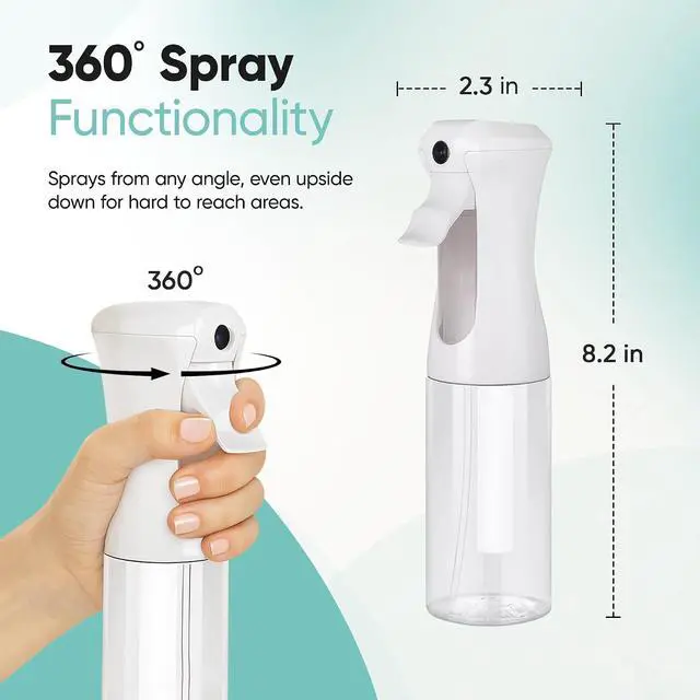 Alt view image 2 of 7 - Aquableu Spray Bottle for Hair Continuous Mist Spray Bottle for Hair Care, Styling, Cleaning, Plants, Pets & Essential Oils (Clear, 6.76oz/200ml)