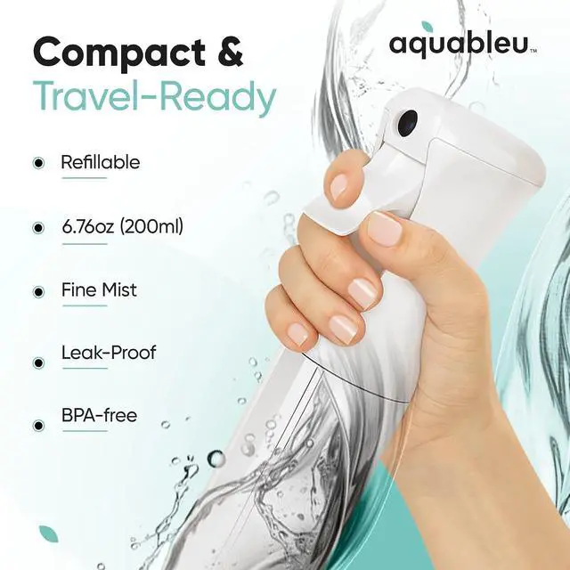 Alt view image 3 of 7 - Aquableu Spray Bottle for Hair Continuous Mist Spray Bottle for Hair Care, Styling, Cleaning, Plants, Pets & Essential Oils (Clear, 6.76oz/200ml)