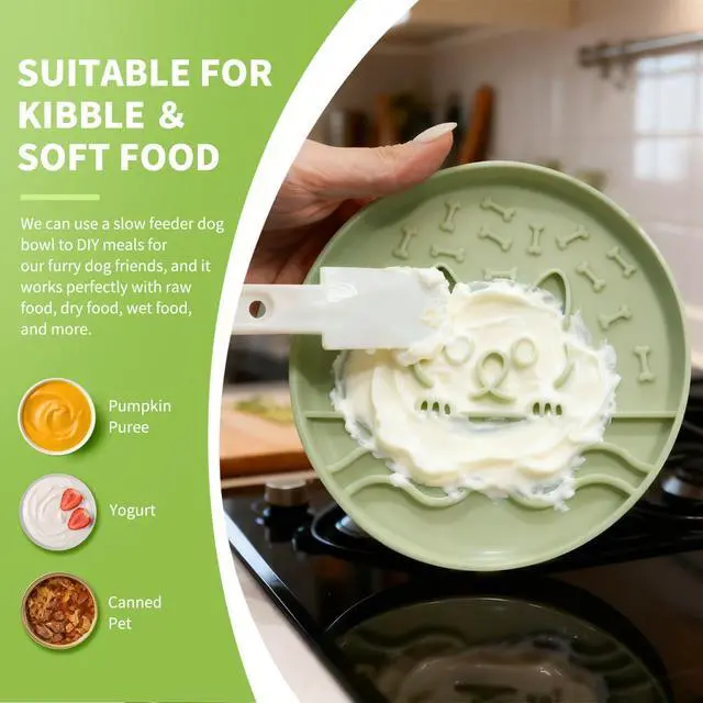 Alt view image 6 of 7 - Slow Feeder Dog Bowl for Small Medium Dogs & Cats, 7.5 Inch Non Slip Slow Bowl with 37 Suction Cups, Anti-Choking Food Grade Silicone Slow Eating Bowl