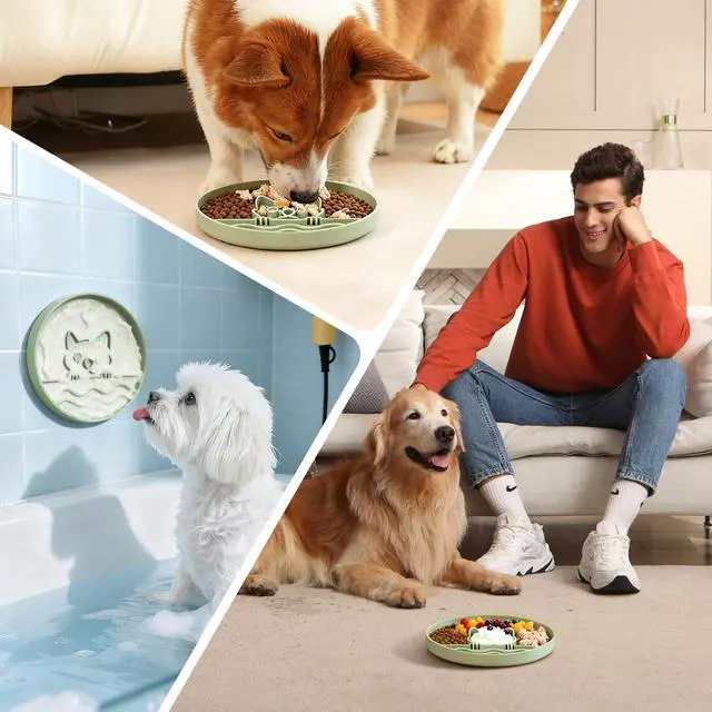 Alt view image 7 of 7 - Slow Feeder Dog Bowl for Small Medium Dogs & Cats, 7.5 Inch Non Slip Slow Bowl with 37 Suction Cups, Anti-Choking Food Grade Silicone Slow Eating Bowl