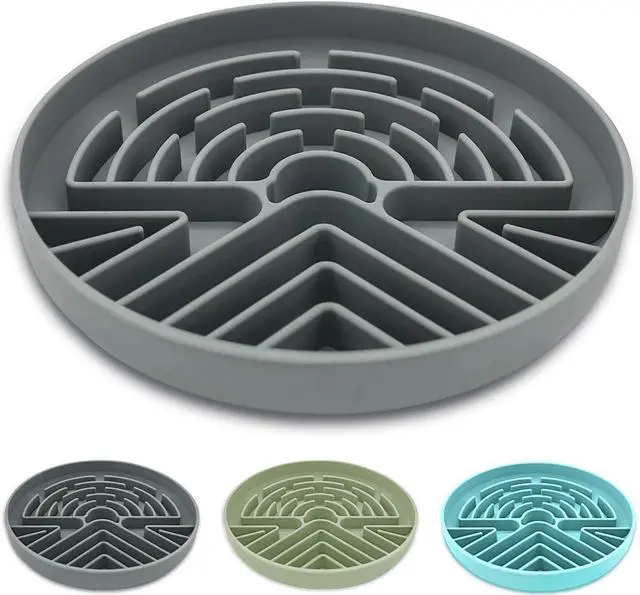 Main image of Lesipee Slow Feeder Dog Bowl for Large & Small Dogs, Anti Choking Puzzle Dog Food Bowl with Non-Slip Base, Interactive Pet Slow Eating Tool, Silicone Cat Feeding Mat for Puppies & Cats(Grey)