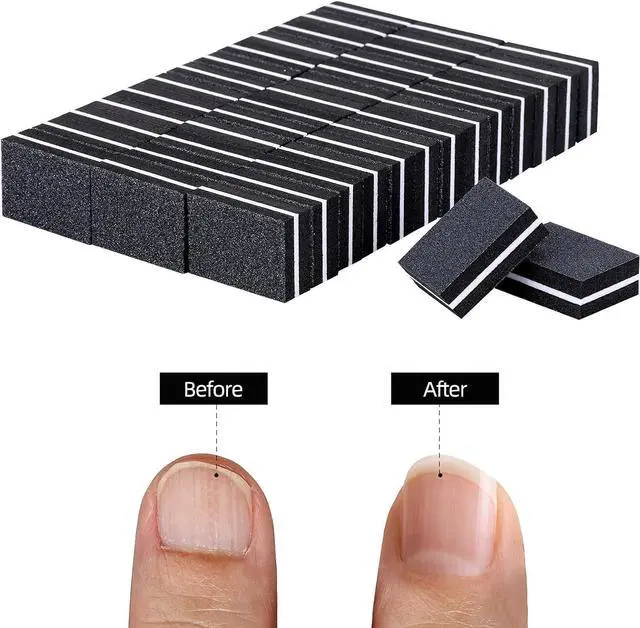 Alt view image 6 of 7 - 100 Pcs Mini Buffers for Nails 180/100 Grit Buffer for Acrylic Nails for Nail Care(Black)