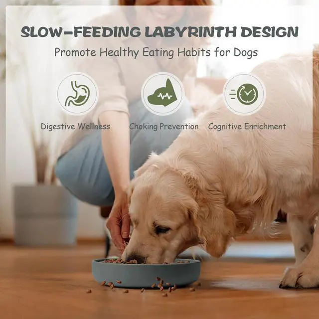 Alt view image 6 of 7 - Lesipee Slow Feeder Dog Bowl for Large & Small Dogs, Anti Choking Puzzle Dog Food Bowl with Non-Slip Base, Interactive Pet Slow Eating Tool, Silicone Cat Feeding Mat for Puppies & Cats(Grey)
