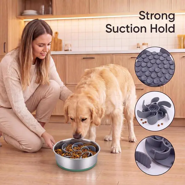 Alt view image 5 of 6 - Ondware 2 Pack Dog Bowl Slow Feeder Inserts Cuttable Silicone, 4.7-7 in | Strong Suction Base for Wet or Dry Food, Fits Ceramic Glass Stainless Bowls, DIY Slow Feeder Dog Bowls, Dishwasher Safe