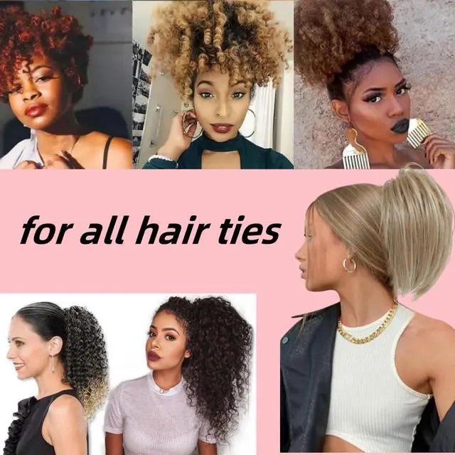 Alt view image 5 of 6 - 2 Pcs Adjust Satin Hair Tie, Satin Scrunchies for Women Girls, Adjustable Hair Ties for 4c Girlie Thick Curly Natural Hair, No Damage Hair Accessories for Afro Puff Loc Ponytails (black)
