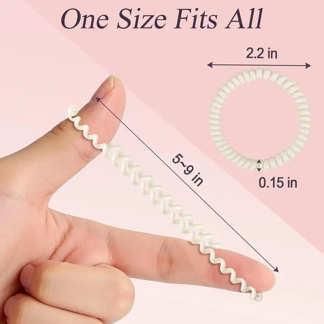 Alt view image 3 of 7 - Spiral Hair Ties 10-Pack, No-Damage Coil Bands for Thick Thin Hair | Small elastic ponytail holders. Waterproof non-slip, assorted colors. Great for women and girls. Stretchy.