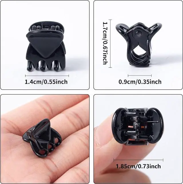 Alt view image 3 of 7 - Cobahom 150 Pcs Mini Hair Clips 1.4 cm Small Claw Clips for Thin Thick Hair | No-Slip Micro Tiny Hair Clips for Hair Styling, Extra Small Hair Clips for Women Girls, Brown, Black, Clear