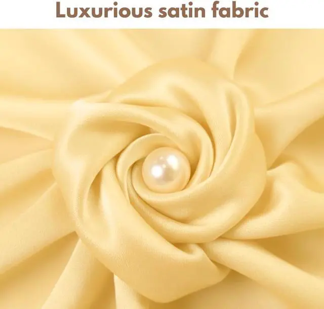 Alt view image 2 of 7 - Vivedge|Satin Scrunchies for Woman| Korean Valentines Scrunchies Satin Hair ties with pearl soft fabric Anti-static Silky Scrunchies Satin Hair Ties Protect hair|For all Hair Types (Golden Marigold)
