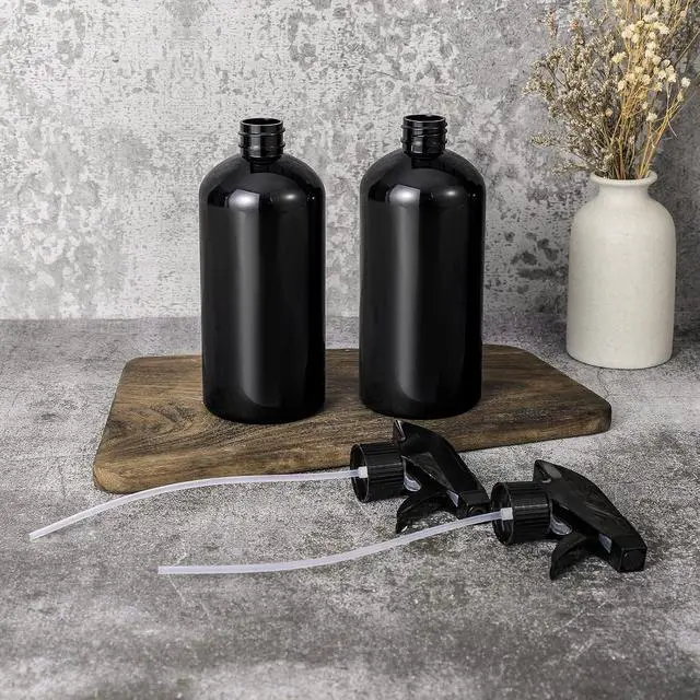 Alt view image 2 of 7 - Plastic Spray Bottle, 17oz Refillable Versatility Sprayer, Black, 2 Pack | Adjustable Mist & Stream Nozzle For Water, Hair, Cleaning, Essential Oils, Plants, BBQ & DIY Spraying