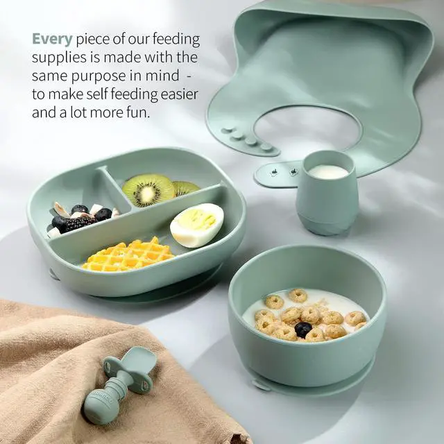 Alt view image 6 of 7 - SAMiGO Silicone Baby Spoons Self Feeding 6+ Months, Infant Utensils, 3 Pack | First Stage Spoons, Baby Led Weaning Supplies, Feeding Eating Essentials, Starting Solid Food Must Haves, Toddler Spoons