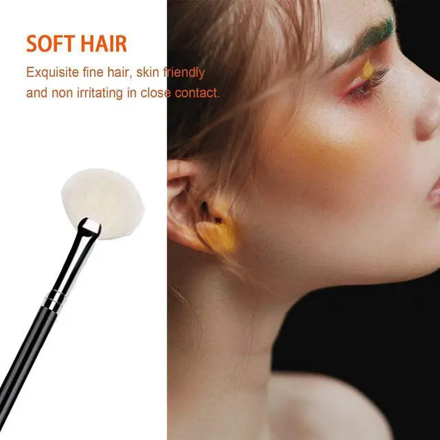 Alt view image 4 of 6 - Highlighter Brush Fan Brush for Face Highlighting, Buffing and Blending With Powder Cream, Blusher Highlighter Applicator Makeup Tool