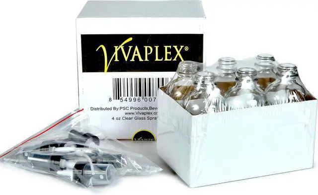 Alt view image 4 of 6 - Vivaplex, 6, Clear, 4 oz Glass Bottles, with Black Fine Mist Sprayers