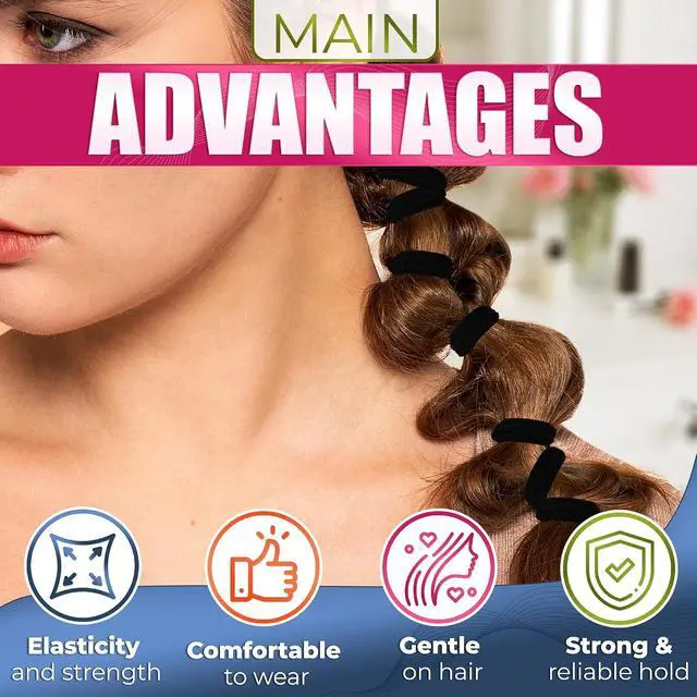 Alt view image 4 of 7 - 100 Pcs Soft Black Hair Ties Bulk, Soft and Durable, Cotton Material | 1.9" Seamless Cotton Ponytail Holders; Air Permeability & Gentle to Wear; Elasticity & Strength; Reliable & Strong Hold