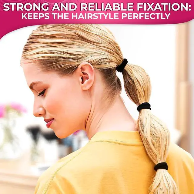 Alt view image 6 of 7 - 100 Pcs Soft Black Hair Ties Bulk, Soft and Durable, Cotton Material | 1.9" Seamless Cotton Ponytail Holders; Air Permeability & Gentle to Wear; Elasticity & Strength; Reliable & Strong Hold