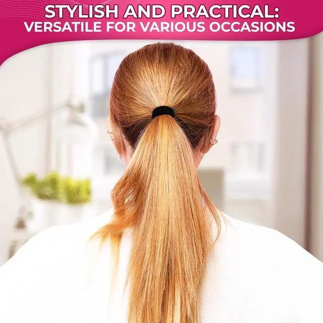 Alt view image 7 of 7 - 100 Pcs Soft Black Hair Ties Bulk, Soft and Durable, Cotton Material | 1.9" Seamless Cotton Ponytail Holders; Air Permeability & Gentle to Wear; Elasticity & Strength; Reliable & Strong Hold