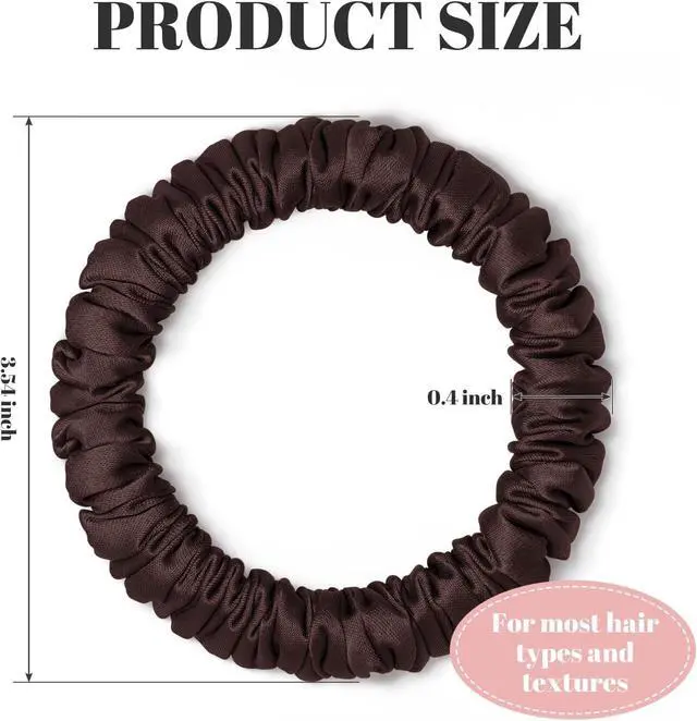 Alt view image 7 of 7 - Scrunchies Hair Ties Silk Satin Scrunchy, WantGor Women 4PC Hair Bands | Pure Mulberry Silk Skinny Elastic Scrunchies Bracelets Ponytail Holders Hair Accessories (Brown*4)