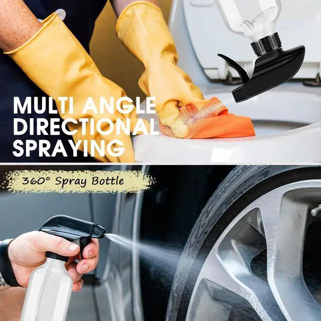 Alt view image 4 of 7 - AMORIX Plastic Spray Bottles 2 Pack 10 oz/300 ml Small Bottle for Cleaning | 360° Water Spray, Upside Down Spray Bottle, Adjustable Nozzle, For Hair, Cooking, Plant, Pet, Mister Squirt Bottle
