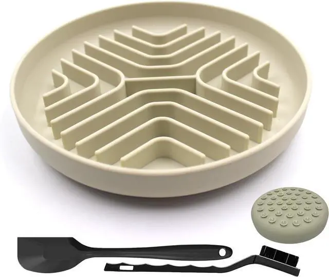 Main image of Slow Feeder Bowls for Dogs and Cats, 7.9inch Slow Down Bowl with Suction Cups, Puzzle Pet Bowls Non-Slip Design Dishwasher Microwave Safe (Beige)