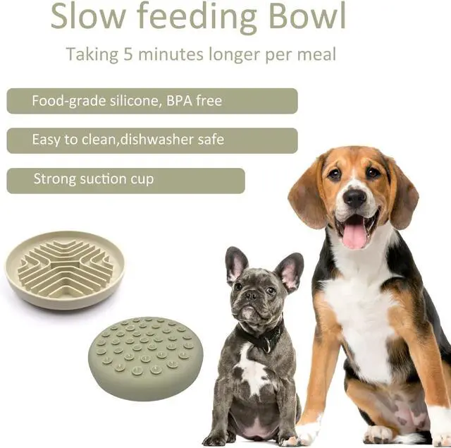 Alt view image 2 of 6 - Slow Feeder Bowls for Dogs and Cats, 7.9inch Slow Down Bowl with Suction Cups, Puzzle Pet Bowls Non-Slip Design Dishwasher Microwave Safe (Beige)