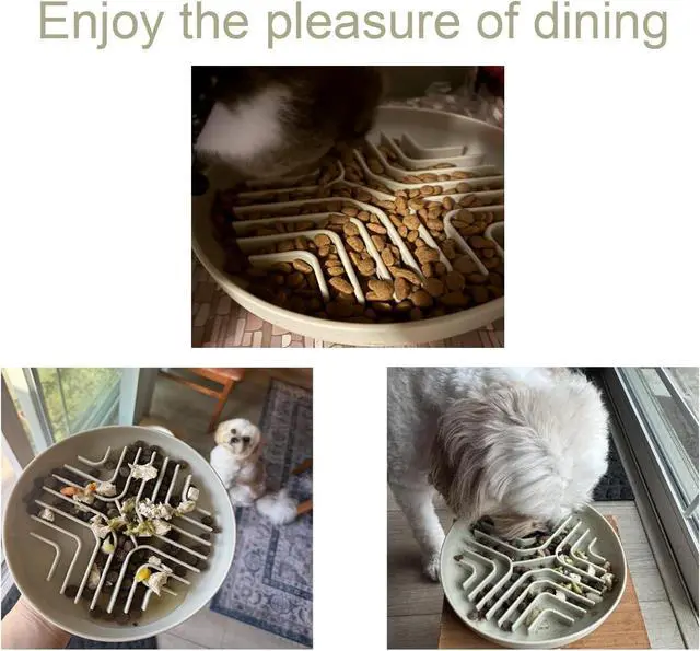 Alt view image 6 of 6 - Slow Feeder Bowls for Dogs and Cats, 7.9inch Slow Down Bowl with Suction Cups, Puzzle Pet Bowls Non-Slip Design Dishwasher Microwave Safe (Beige)