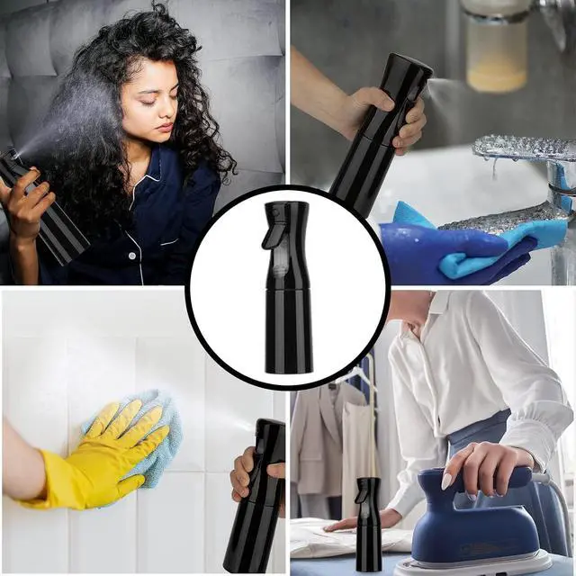 Alt view image 5 of 7 - Spray Bottle for Hair (6.8OZ /200ML) Continuous Ultra Fine Mist Sprayer for Hair, Salons, Barber, Plants, Skin Care, Cleaning 1 Pack BLACK