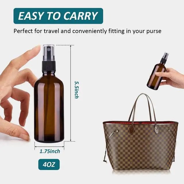 Alt view image 4 of 7 - 4 oz Amber Glass Spray Bottles for Essential Oils, Small Empty Fine Mist Spray Bottle,2 Pack with Funnel Dropper