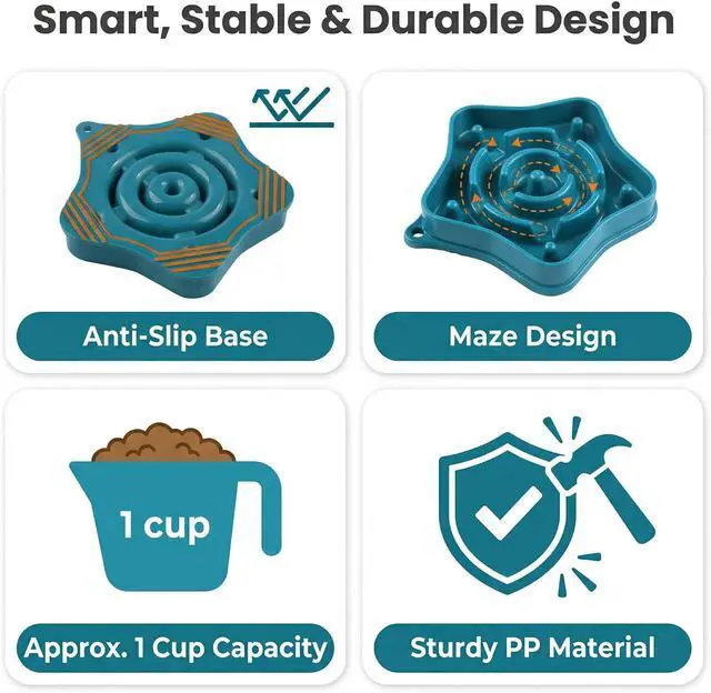 Alt view image 5 of 7 - Pet Slow Feeder Bowl for Small Dogs, Puzzle Feeder for Petite Dogs, Anti-Choking, Slow Eating, 350ML Capacity, BPA-Free, Small Size