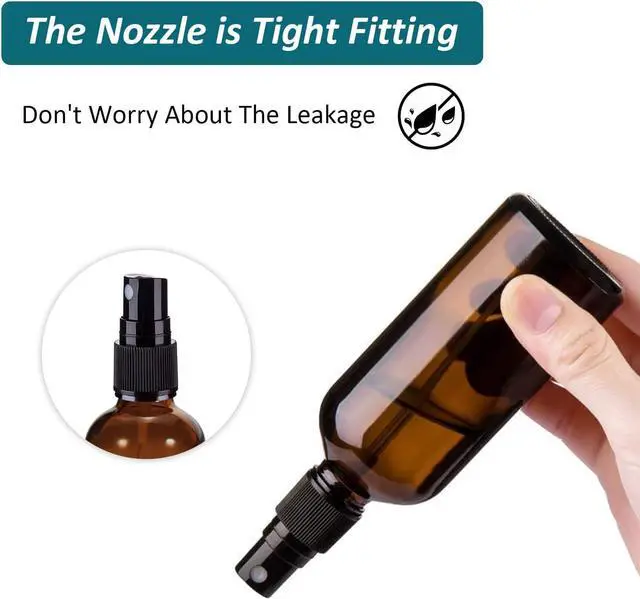 Alt view image 6 of 7 - 4 oz Amber Glass Spray Bottles for Essential Oils, Small Empty Fine Mist Spray Bottle,2 Pack with Funnel Dropper