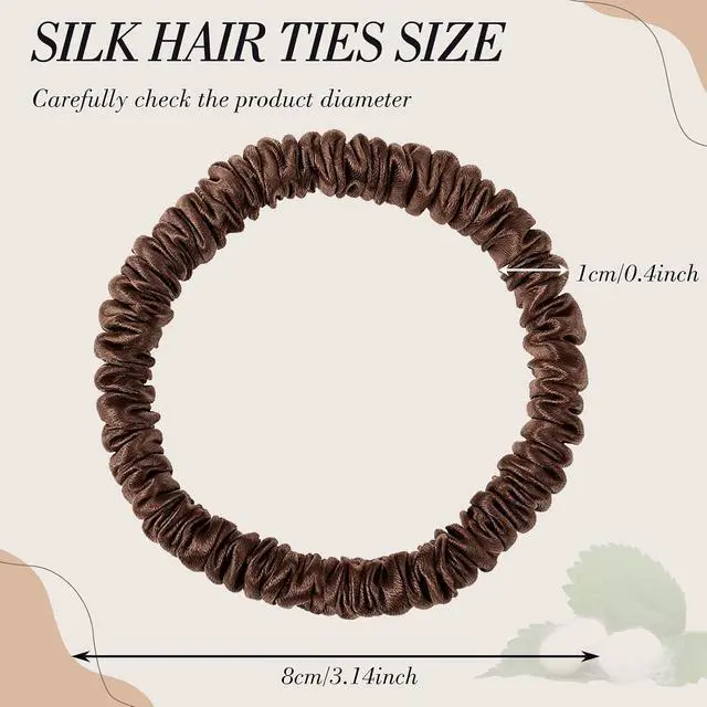 Alt view image 2 of 7 - Needbrock Mulberry Silk Hair Ties, Thin Scrunchies for Women Girls | Sleep Hair Ties, Soft Mulberry Silk, No-Crease Hold, Slim for Ponytails or Buns, Comfy for Daily Wear, Work