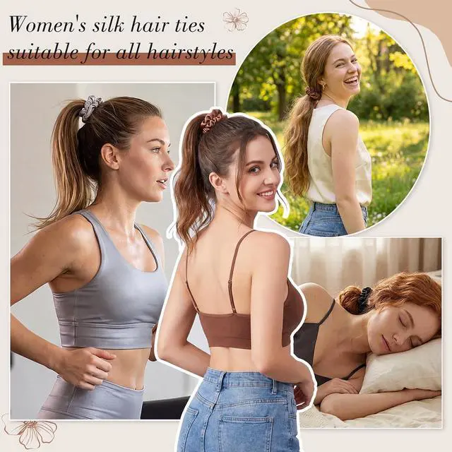 Alt view image 6 of 7 - Needbrock Mulberry Silk Hair Ties, Thin Scrunchies for Women Girls | Sleep Hair Ties, Soft Mulberry Silk, No-Crease Hold, Slim for Ponytails or Buns, Comfy for Daily Wear, Work