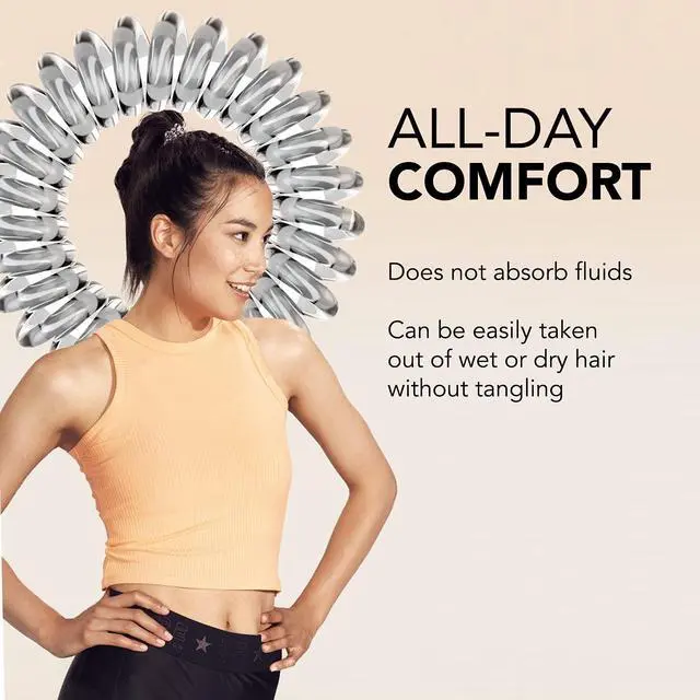 Alt view image 4 of 6 - invisibobble Power Traceless Spiral Hair Ties - 5 Pack - Crystal Clear - Strong Elastic Grip Coil Hair Accessories for Active Women - No Kink, Non Soaking - Gentle for Girls Teens and Thick Hair