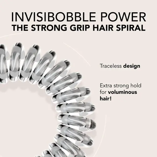 Alt view image 2 of 6 - invisibobble Power Traceless Spiral Hair Ties - 5 Pack - Crystal Clear - Strong Elastic Grip Coil Hair Accessories for Active Women - No Kink, Non Soaking - Gentle for Girls Teens and Thick Hair