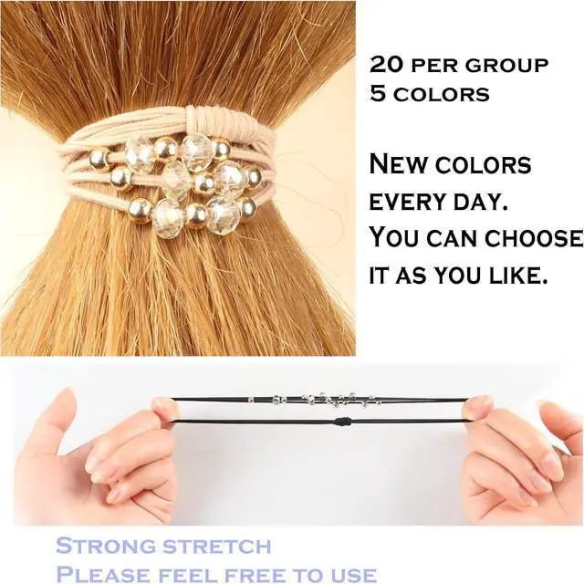 Alt view image 2 of 6 - 20 PCS Hair Ties for Women, Hair Tie Bracelets, Brown Plastic, No Damage Hair Elastics, Comfortable for Thick or Thin Hair, Boho Hair Ties for Ponytail Holders, 5 Colors