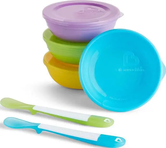 Main image of Munchkin® Love-a-Bowls 10 Piece Baby Feeding Set, Includes Bowls with Lids and Spoons, Multicolor