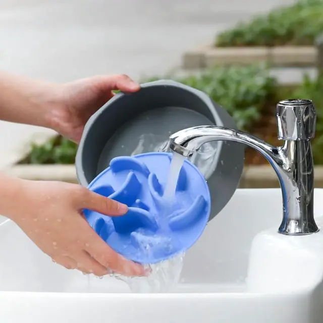 Alt view image 2 of 6 - Slow Feed Dog Bowl with Detachable Silicone Insert 2-in-1 Pet Food & Water Bowl, Anti-Bloat Design, 170mm Diameter, 190mm Base (Sky Blue)