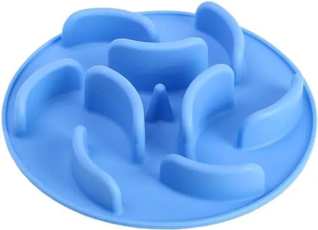 Alt view image 3 of 6 - Slow Feed Dog Bowl with Detachable Silicone Insert 2-in-1 Pet Food & Water Bowl, Anti-Bloat Design, 170mm Diameter, 190mm Base (Sky Blue)