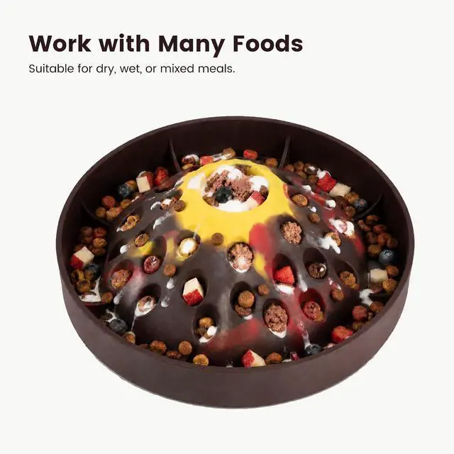 Alt view image 6 of 6 - PEGGY11 Volcano-Shaped Silicone Slow Feeder Bowl for Dogs | Raised center design, Multiple Food Pockets, Nonslip base, Dishwasher-safe, Food-grade material, Mealtime enrichment