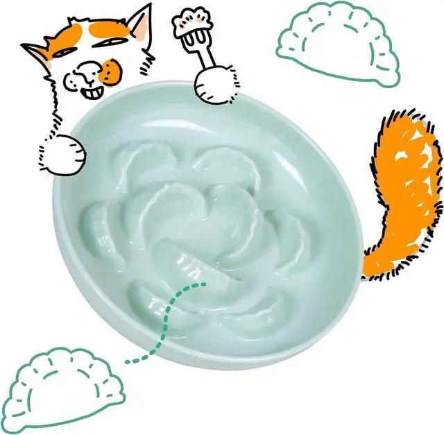 Main image of Unbreakable Slow Feeder Bowl for Cats and Small Dogs- Cat Plates for Wet & Dry Food- Melamine Puzzle Cat Bowl for Slow Eating- Whisker Friendly & Dishwasher Safe & Non Slip Design -(Green,6.3'W*1.5H')