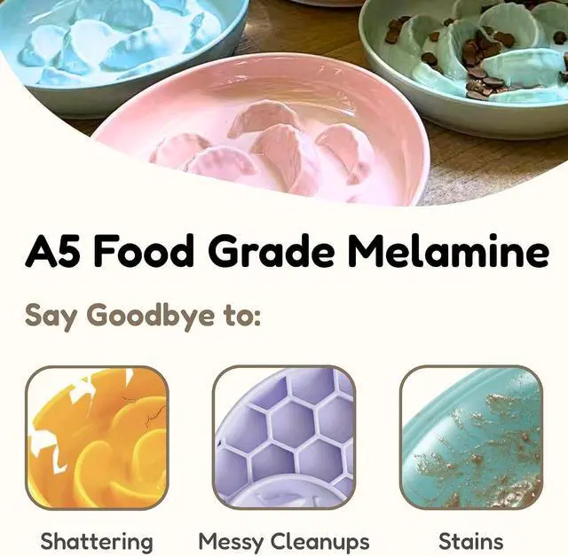 Alt view image 7 of 7 - Unbreakable Slow Feeder Bowl for Cats and Small Dogs- Cat Plates for Wet & Dry Food- Melamine Puzzle Cat Bowl for Slow Eating- Whisker Friendly & Dishwasher Safe & Non Slip Design -(Green,6.3'W*1.5H')