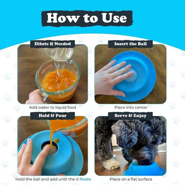 Alt view image 2 of 6 - PEDAY Nonslip Dog Slow Feeder Lick Bowl with Ball, Enrichment Toy for Water, Yogurt & Jam, Dishwasher Safe, Blue | Enrichment Toy for Water, Yogurt & Jam, Dishwasher Safe