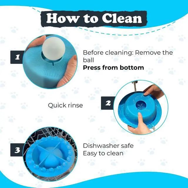 Alt view image 3 of 6 - PEDAY Nonslip Dog Slow Feeder Lick Bowl with Ball, Enrichment Toy for Water, Yogurt & Jam, Dishwasher Safe, Blue | Enrichment Toy for Water, Yogurt & Jam, Dishwasher Safe