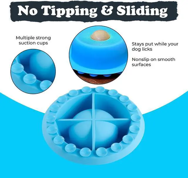 Alt view image 5 of 6 - PEDAY Nonslip Dog Slow Feeder Lick Bowl with Ball, Enrichment Toy for Water, Yogurt & Jam, Dishwasher Safe, Blue | Enrichment Toy for Water, Yogurt & Jam, Dishwasher Safe