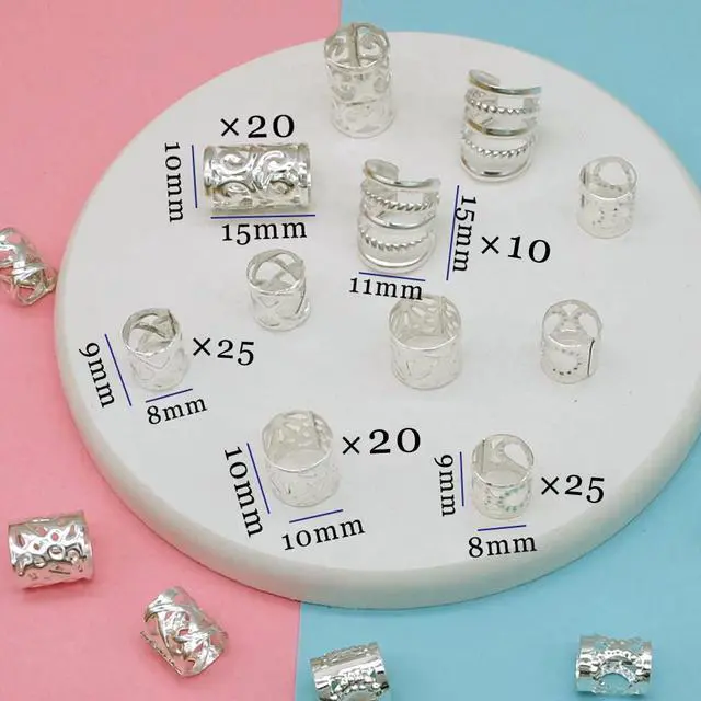 Alt view image 2 of 7 - 100 PCS Hair Accessories Loc Hair Jewelry for Women Braids Rings, Dreadlock Accessories Metal Hair Clips Adjustable Cuffs Braiding Hair Rings Decoration
